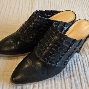 Lauren Conrad Black 3" Block Heel Mules